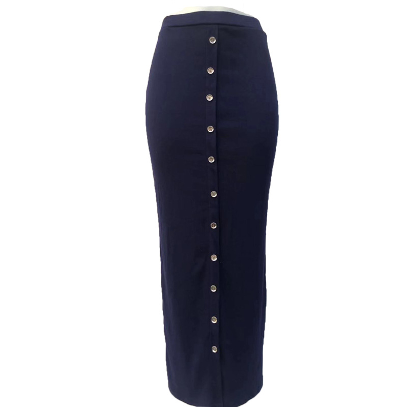 Long Skirt for Muslim Women Autumn Winter Muslim  Single-breasted Bag Hip Skirt Knit Skirt Button Turkey Islamic Clothing