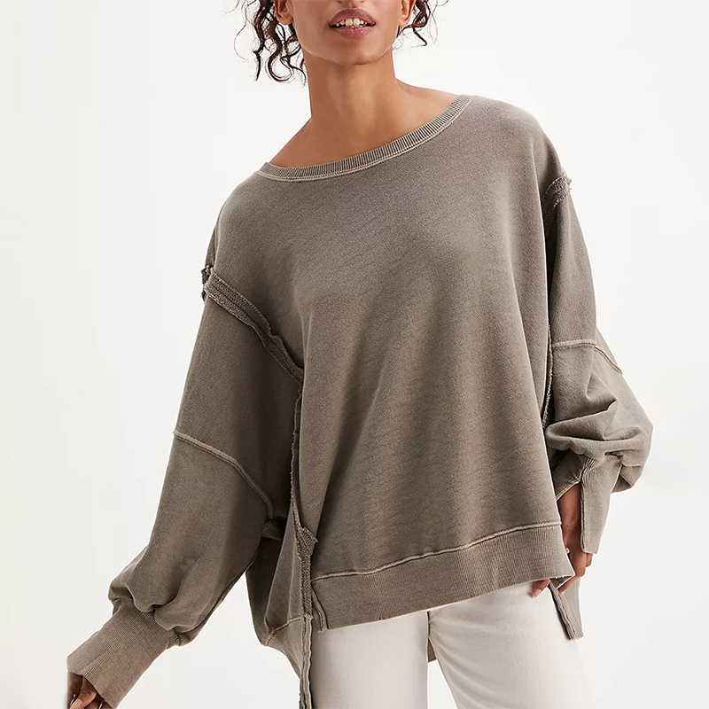 Oversized  Women Sweatshirts Long Sleeve Patchwork Open Side Streetwear Harajuku Pullovers Autumn Clothes For Women