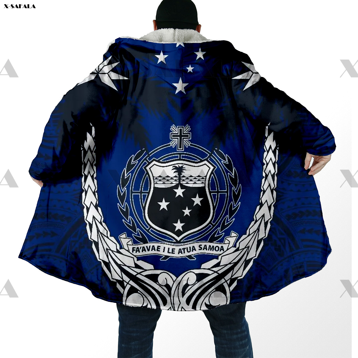 Samoa Polynesian Coconut 3D Printed Hoodie Long Coat Hooded Cloak Thick Down Jacket  Outerwear Cotton Pullovers Dunnes
