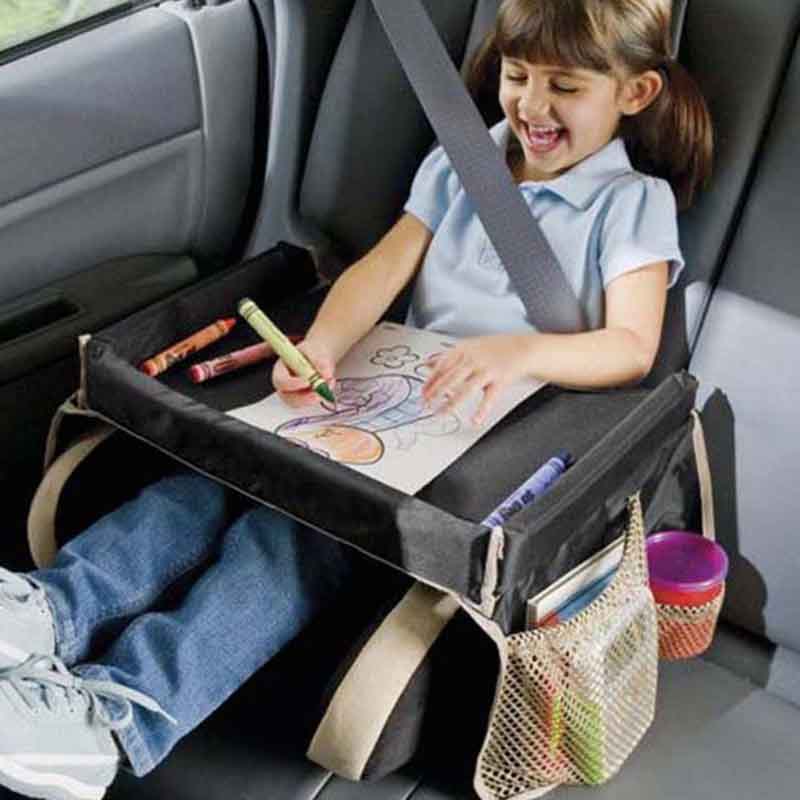 Children Portable Car Seat Tray Multipurpose Polyester Stroller Toy Food Holder Desk Child Supplies Storage Table For Car Travel