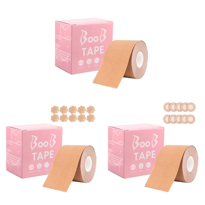 5m Adhesive Push up Tape Breast Boob Lift Tape Roll Push Invisible Bra Kit Summer Essentials Breathable and Sweat Proof