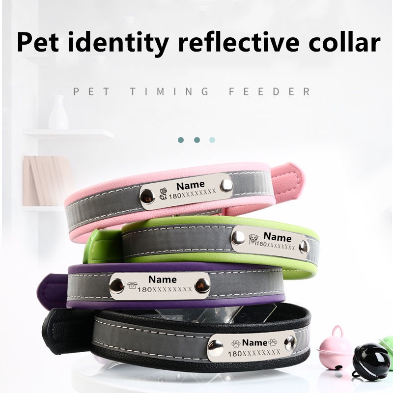 Leather Personalised Dog ID Collar and Tie Pet Cat Custom Engraved Name ID Tag Puppy Soft Perro Tag Coleira Cachorro Hondenriem