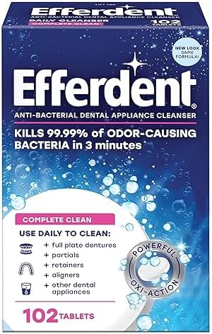 Efferdent Retainer Cleaning Tablets, Denture Cleaning Tablets for Dental Appliances, Complete Clean, 102 Count (Pack of 10)