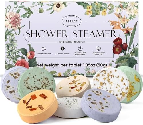 Shower Steamers Aromatherapy BLRIET 8 Pack Gifts for Women, Men, Mom, Teen Lavender Natural Essential Oil Home Spa Self Care Relaxation Stress Relief Shower Bombs Birthday Gifts Stocking Stuffers
