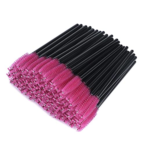 G2PLUS 100PCS Disposable Eyelash Brushes, Mascara Wands Applicator Makeup Kits, Eyelash Spoolies Brushes for Eyelash Extensions and Eyebrows (Rose)