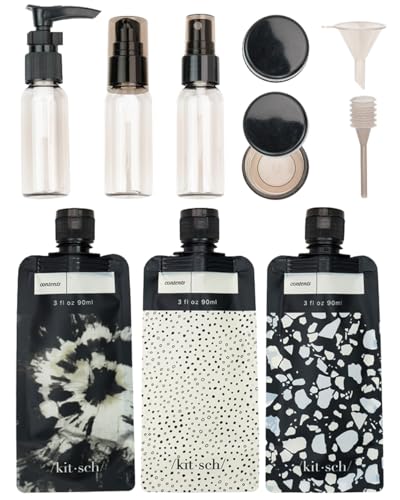 Kitsch Travel Bottles for Toiletries - TSA Approved, Refillable, Leak-Proof Travel Size Containers, Essentials Kit for Shampoo, Conditioner, Lotion & More - 11 Pack