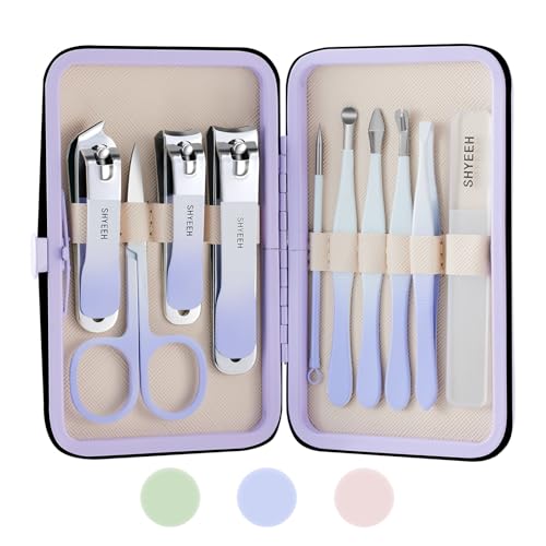 Manicure Set, 10 pcs High-Carbon Steel Nail Clippers Set, Portable Mini Manicure and Pedicure Kit, Travel Grooming Nail Kit with Leather Bag for Men and Women