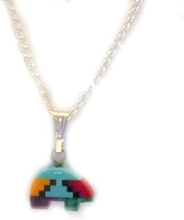 Small Bear Mosaic Fetish on a Silver-Plated Chain
