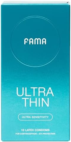 FAMA Ultra Thin Condoms, for Ultra Sensitivity, Natural Latex, Lubricated Condoms - 10 Count
