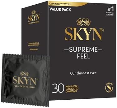 SKYN Supreme Feel Non-Latex Condoms - 30 Count – Ultra-Thin & Pre-Lubricated for a Natural, Smooth Fit