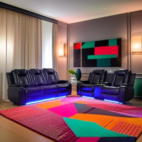 Giga Power Recliner Living Room Set with LED for Living Room, Dormitory, Guest House, Playroom, Airbnb,Apartment