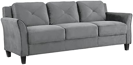 Lifestyle Solutions Collection Grayson Micro-Fabric Sofa, Dark Grey