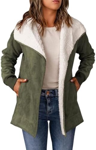 Dokotoo Women's Winter Warm Stand Collar Sherpa Lined Outerwear Fleece Jacket Coats