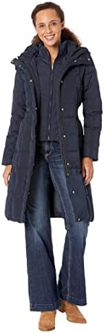 Cole Haan Women's Knee Length Hooded Quilted Down Coat