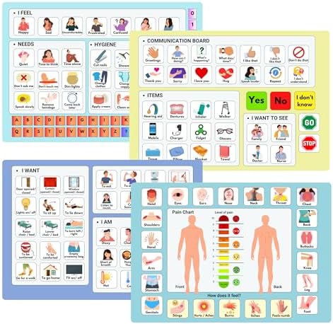 Communication Board for Non Verbal Adults, Picture Symbol Communication Cards for Aphasia, Stroke Patients, Hospital and Care Home use