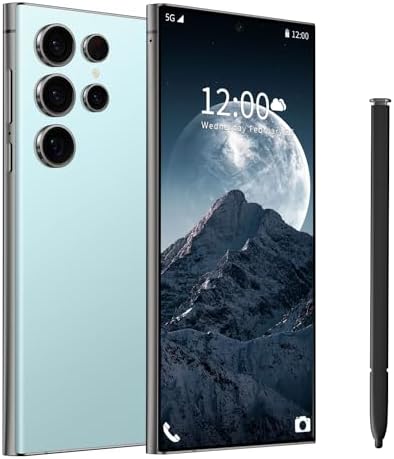 I24 Ultra 5G Unlocked Phones, Built in Pen, Smartphone Battery 6800mAh 6.8" HD Screen Unlocked Cell Phone, 6+256GB Android13 with 128G Memory Card, Face ID/Fingerprint Lock/GPS (Cyan)