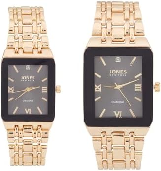 Jones New York Men's and Women's Quartz Movement Metal Bracelet His and Her Couple Analog Watches Gift Set