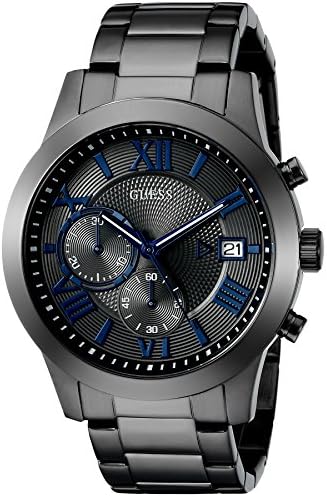 GUESS Stainless Steel Gunmetal Chronograph Bracelet Watch with Date. Color: Gunmetal (Model: U0668G2)
